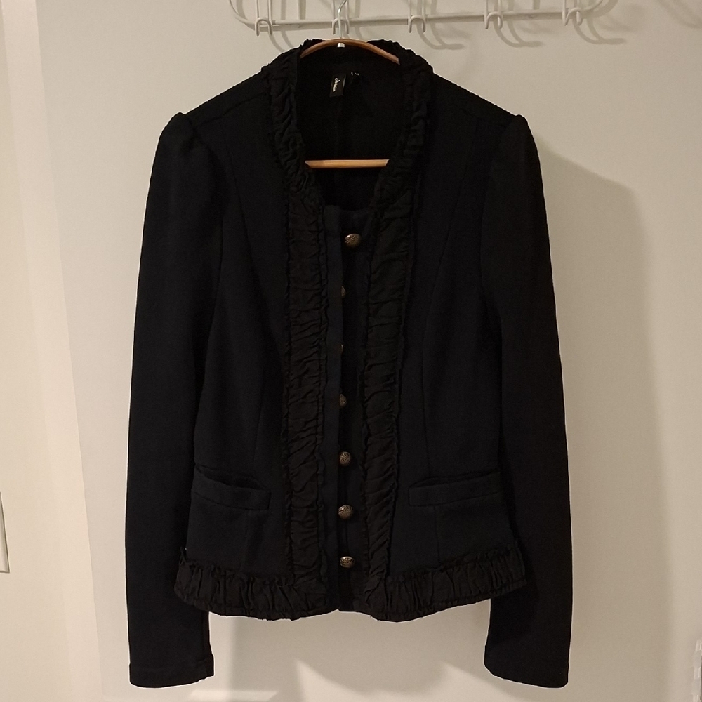 Black Women's Military/Band-style Jacket w/ Decorative Button Closures (Size S)
